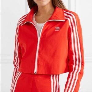 Adidas cropped track jacket - red